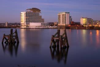 Best Beach Hotels in Wales - View across Cardiff Bay to St David's Hotel and Spa