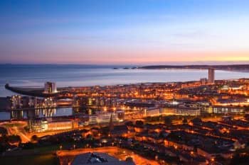 View over Swansea in the evening