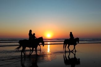 horse riding at sunset in Wales