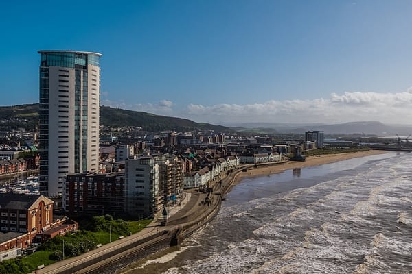 Swansea Bay with buildings on the left hand side