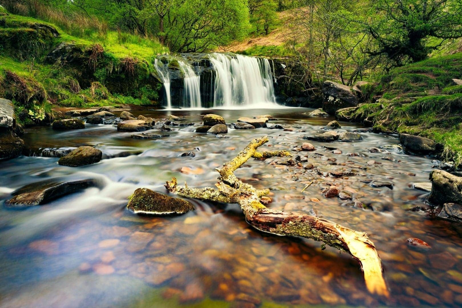 Small river and waterfall in Brecon Beacons 